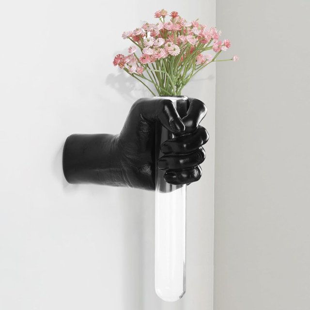 Escultura de pared XYQXYQ, jarrón de mano negro, decoración del hogar, vidrio
