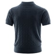 thumbnail image 3 of Daiosportswear Men'S Vintage Cable Knit Polo Relaxed Stretchy Soft Textured Shirt Short Sleeve Casual Summer Tee Navy L(L), 3 of 8