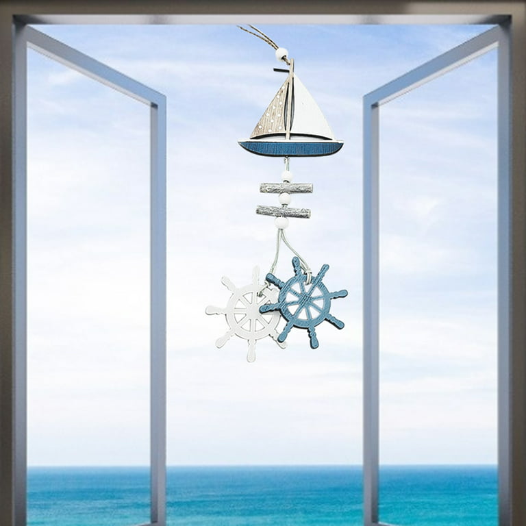 Cheer.US 2 Pcs Nautical Marine Decoration, Starfish Boat Anchor Lighthouse  Helm Anchor Swim Ring Home Mini Fishing Net Accessories Beach Coastal Wall  Ornaments-11.81 x 3.54 x 0.59 