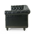 thumbnail image 4 of EUROCO 78.75" Larger Retro Style Loveseat Couch Sofa, PU 3-Seat Sofa, Love Seat Furniture with Wooden Legs, Pull-Tab Backrest and Rivet Detailing for Living Room and Study, Black, 4 of 8