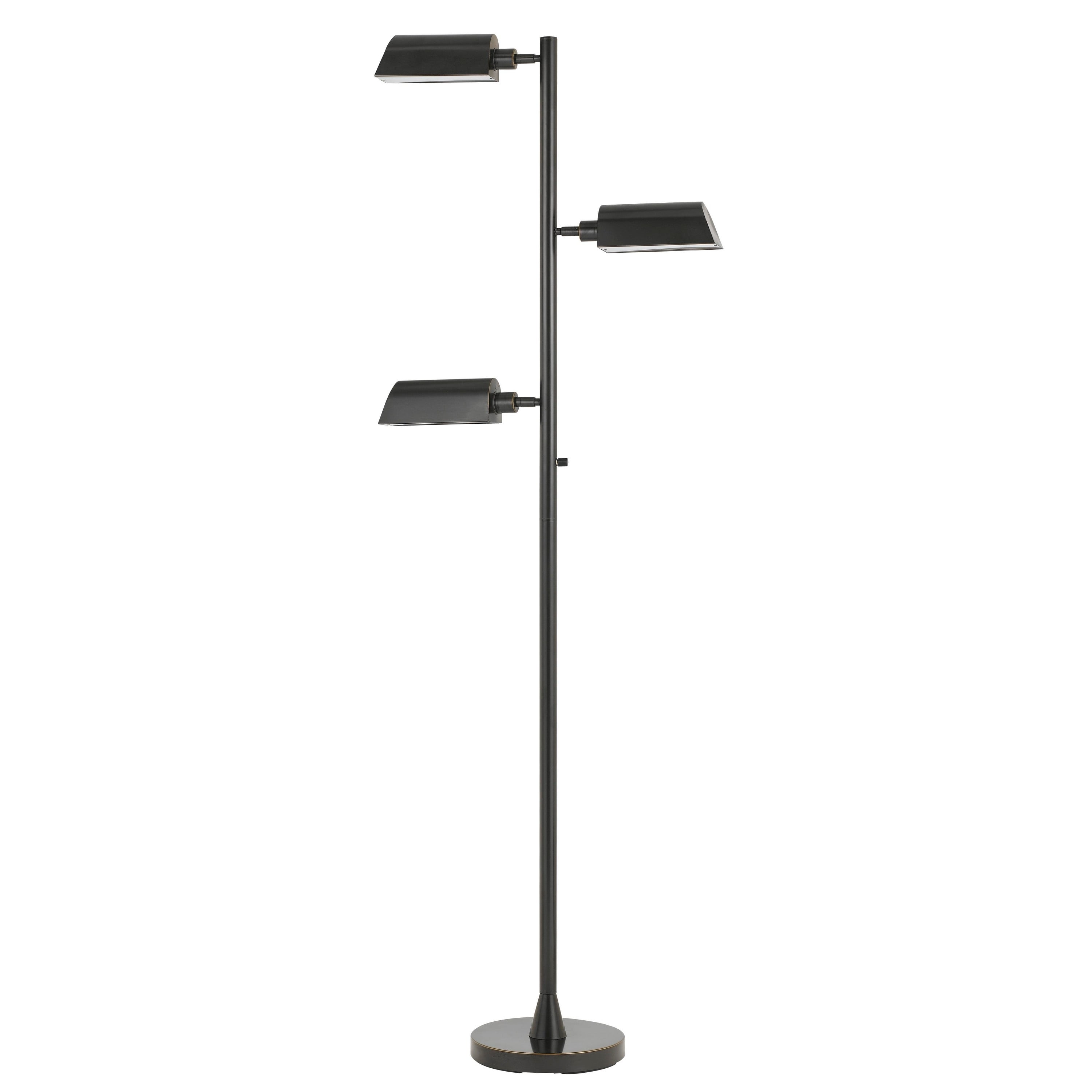 Metal Floor Lamp with 3 Swivel Heads and Round Base, Black Walmart