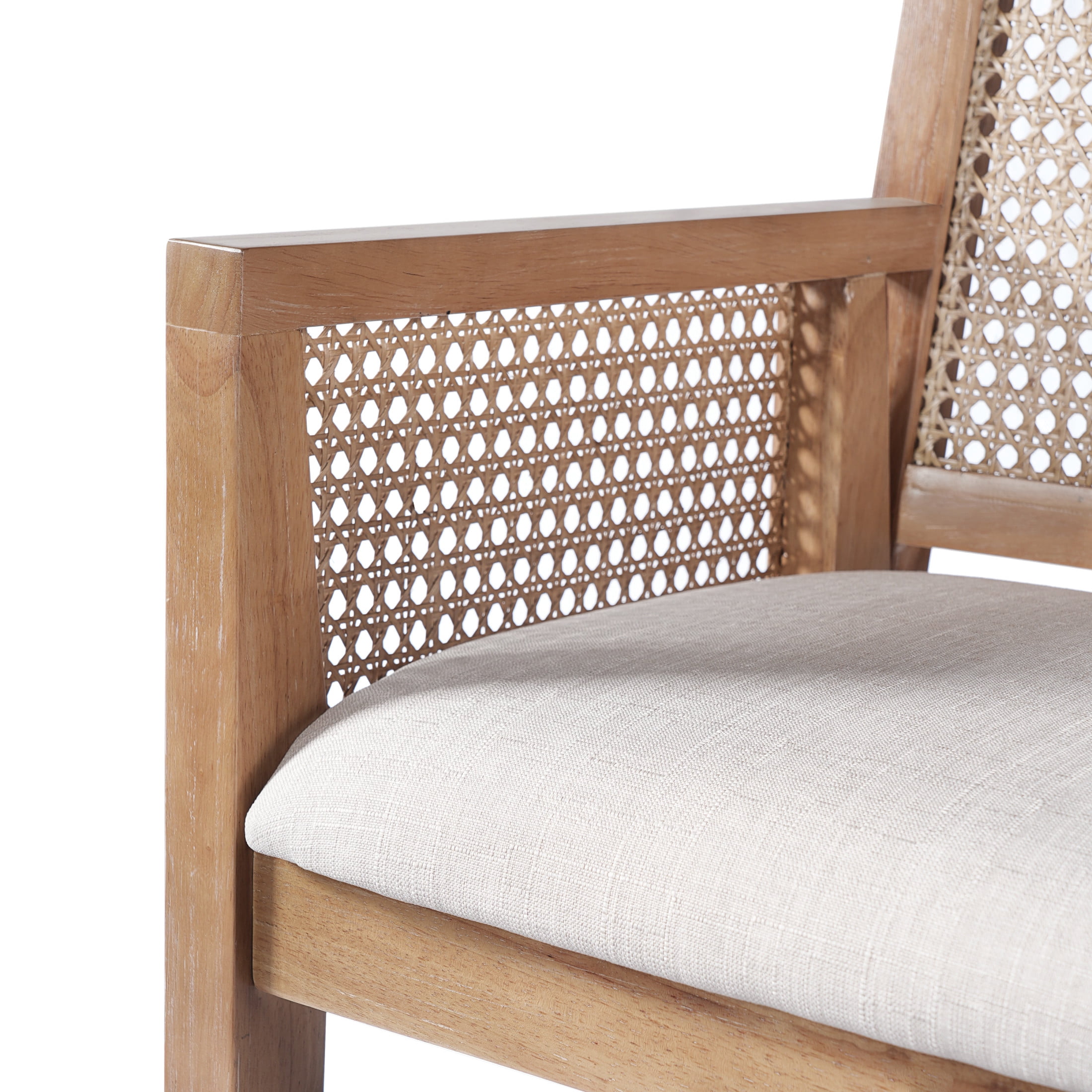 Christopher Knight Home Natural Rattan & Solid Wood Counter Stools, 26" Seat Height, Gray Cushions, Set of 2