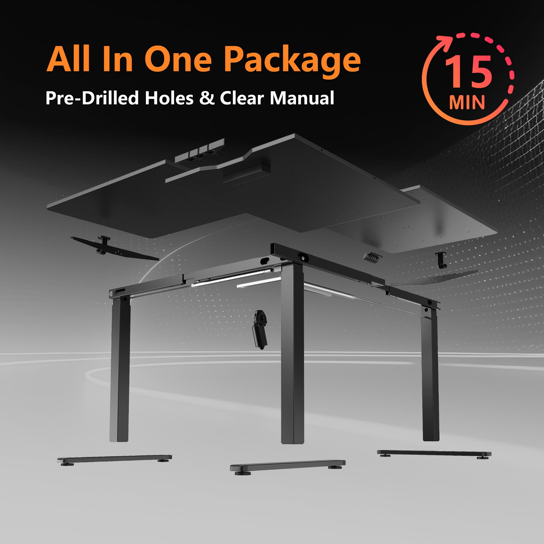 63"×55" Black L-Shaped Electric Height Adjustable Corner Desk, Standing Desk with Power Outlet, 3 Memory Presets & Child Lock for Home Office Gaming