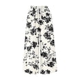 thumbnail image 7 of Edvintorg Womens Capri Floral Printed Elastic Waisted Casual Loose Cotton Wide Leg Cropped Pant with Pocket Womans Clothes White S, 7 of 7