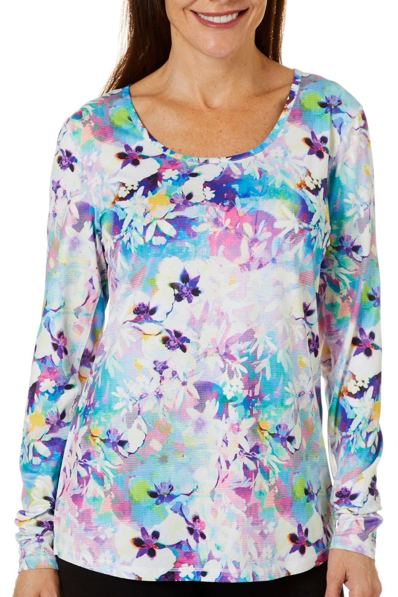 Reel Legends Reel Legends Womens Escapade Colorful Blossoms Top