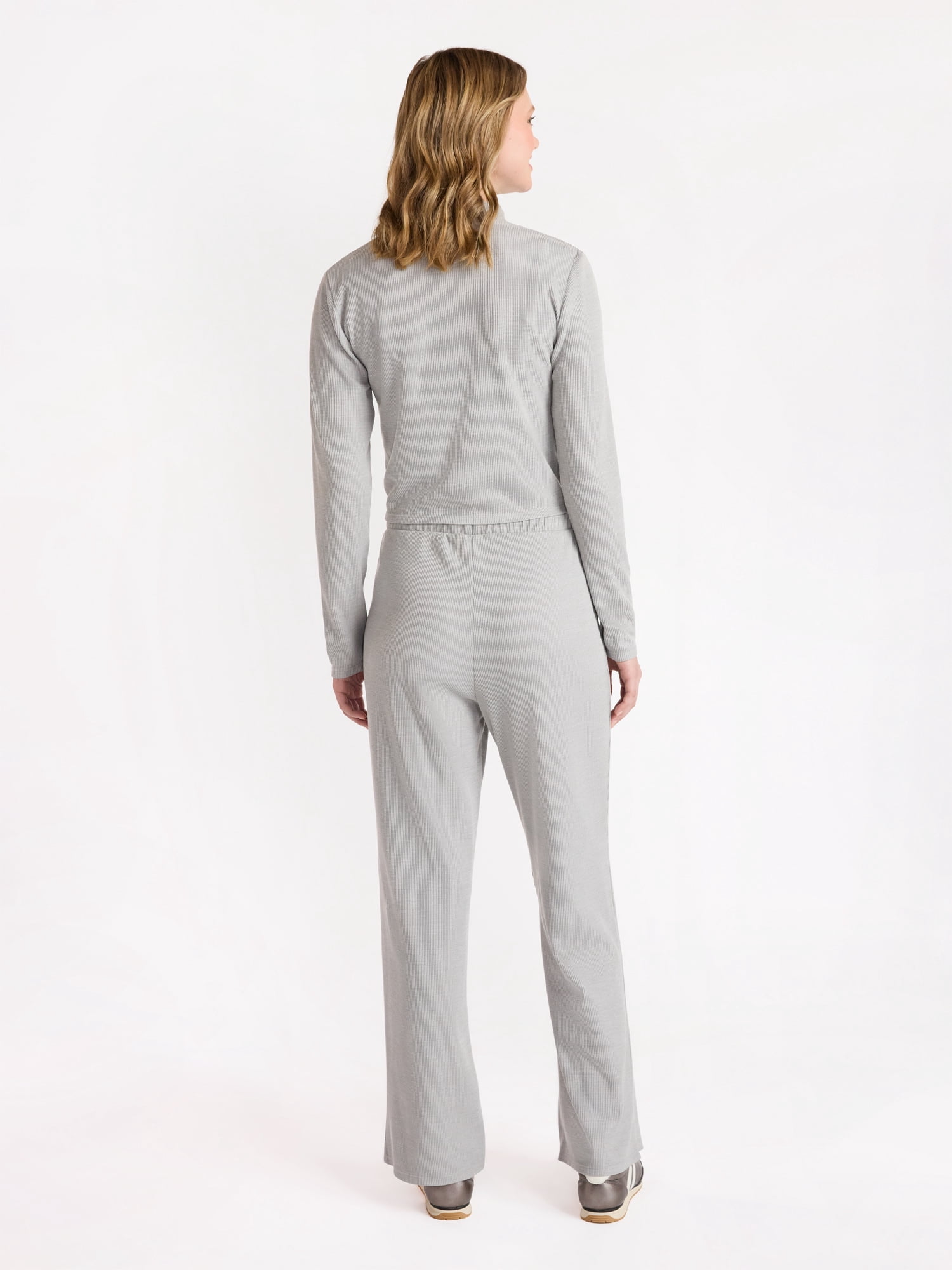 No Boundaries Waffle Knit Tank Top, Jacket, and Pants Set, 3-Piece, Women's