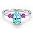 thumbnail image 3 of Gem Stone King 14K White Gold Blue Apatite and Pink Sapphire Engagement Ring for Women | 1.47 Cttw | Oval 8X6MM | Gemstone Birthstone | Size 5, 3 of 6