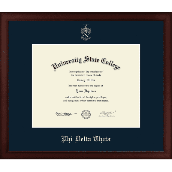 Phi Delta Theta Fraternity Certificate Frame, Document Size 11" x 8.5"