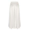 thumbnail image 5 of LWavelet Women Satin Flared Midi Skirt Elastic Drawstring Waist Elegant Evening Wedding Guest Skirt White 2XL, 5 of 6
