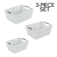 thumbnail image 5 of Simplify 3 Pack Set Rattan Tote Storage Baskets in White, 5 of 14