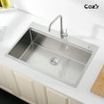 thumbnail image 6 of COZY 33"x22" Stainless Steel Single Bowl Overmount Kitchen Sink, Brushed Finish, with Cutting Board, Colander, Grid, SS-BR01-332208, 6 of 12