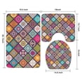 thumbnail image 3 of Multicolor Ethnic Geometric Patchwork Pattern Bathroom Rugs Sets 3 Piece,Toilet Cover Set,Absorbent Non Slip Bathroom Mats Sets with U-Shaped Contour Rug Toilet Rug Set, 3 of 5