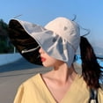 thumbnail image 3 of Shenmeida Sunscreen Womens Wide Brim Sun Hat Foldable Roll up Empty Top Floppy Beach Hats for Women, 3 of 3