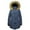 Navy Blue, variant on Fleece Lined Winter Puffer Coat for Women Warm Quilted Winter Jacket with Removable Faux Fur Hood