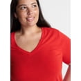 thumbnail image 4 of Terra & Sky Women’s Plus V Neck Tee with Short Sleeves, Sizes 0X-5X, 4 of 5