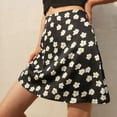 thumbnail image 4 of Maxi Skirts for Women High Waisted Satin Printed Short Skirt Floral Leopard Print Fashion Womens Clothes Black L, 4 of 5