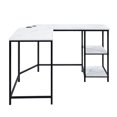 thumbnail image 2 of Taurus Built-in USB Port Writing Desk in White Printed Faux Marble & Black Finish, 2 of 4