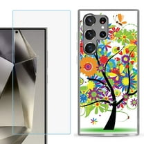 For Samsung Galaxy S25 Ultra 5G Phone Case Cover with Tempered Glass Screen Protector, by OneToughShield - Colorful Tree