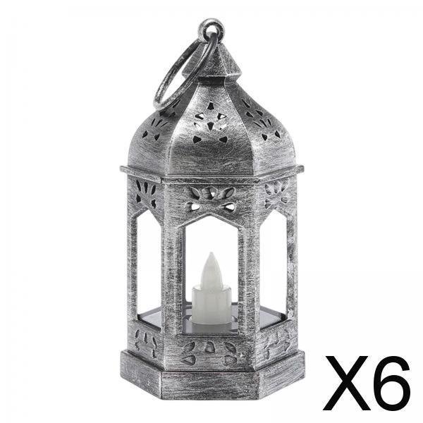 6x Vela Electrónica de Estilo Retro, Lámpara de Viento, Gancho Colgante, Vela Decorativa, Luz para Fiesta, Sala de Estar, Patio, Decoración de Jardín 6 piezas
