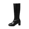 thumbnail image 2 of Gamivast Knee High Boots for Women Faux Leather Boots Side Zip Square Toe Block Heel Dress Boots for Office Work Party Travel Evening formal Footwear Black 36, 2 of 6