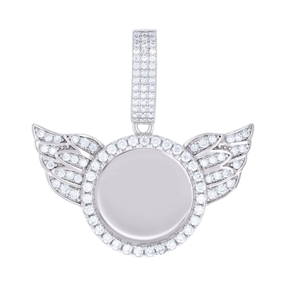 925 Sterling Silver Mens 1.20ct Moissanite Flying Circle Picture Frame Pendant 33.7x33.3mm Wide Necklace for Men