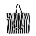 thumbnail image 2 of Gustave Canvas Tote Bag for Women Casual Striped Shoulder Bag Large Capacity Beach Bags Tote Hobo Handbag Purse for Travel Shopping - Black, 2 of 8