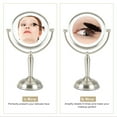 thumbnail image 2 of Dual Side 1X / 8X Magnification Lighted Mirror Lamp with Brushed Nickel Finish LED adapter or Battery Operated Stepless dimming Preenex, 2 of 6