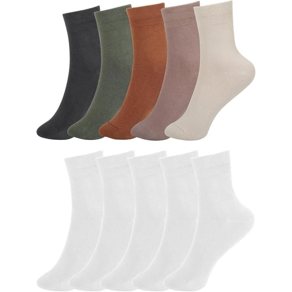 Women Thin Cotton Socks, Soft Cotton Bootie Socks Women Above Ankle Crew Socks 5-10 Pairs