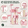 thumbnail image 4 of Amolife 65.7" Large Cat Tree and Tower Condo for Indoor Cats with 2 Scratching Boards, Hammock & Post, Pink, 4 of 10