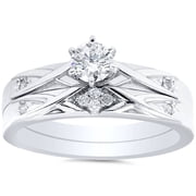 Pompeii 1/3ct Diamond Engagement Wedding Ring Set 14K White Gold (H/I,I1-I2)