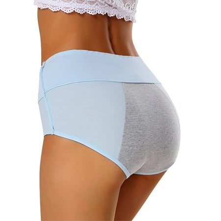 Clearance!BKQCNKM Cotton Underwear for Women High Waisted Underwear for Women No Show Underwear for Women Solid Color Leak Proof Physiological Pants Plus Size Underwear for Women Light Blue XL