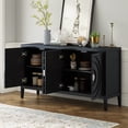 thumbnail image 4 of Harper & Bright Designs Sideboard Buffet Cabinet with Storage and Shelves, Farmhouse Sideboard Cabinet with Circular Groove Design Metal Door Handle for Entrance Living Room, Black, 4 of 13