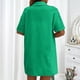thumbnail image 5 of Conjunto de 2 piezas para mujer con camisa con solapa y pantalones cortos: color liso, traje informal de verano, poliéster, corte ajustado, tallas S-XL, ropa para vacaciones/fiestas, 5 of 8