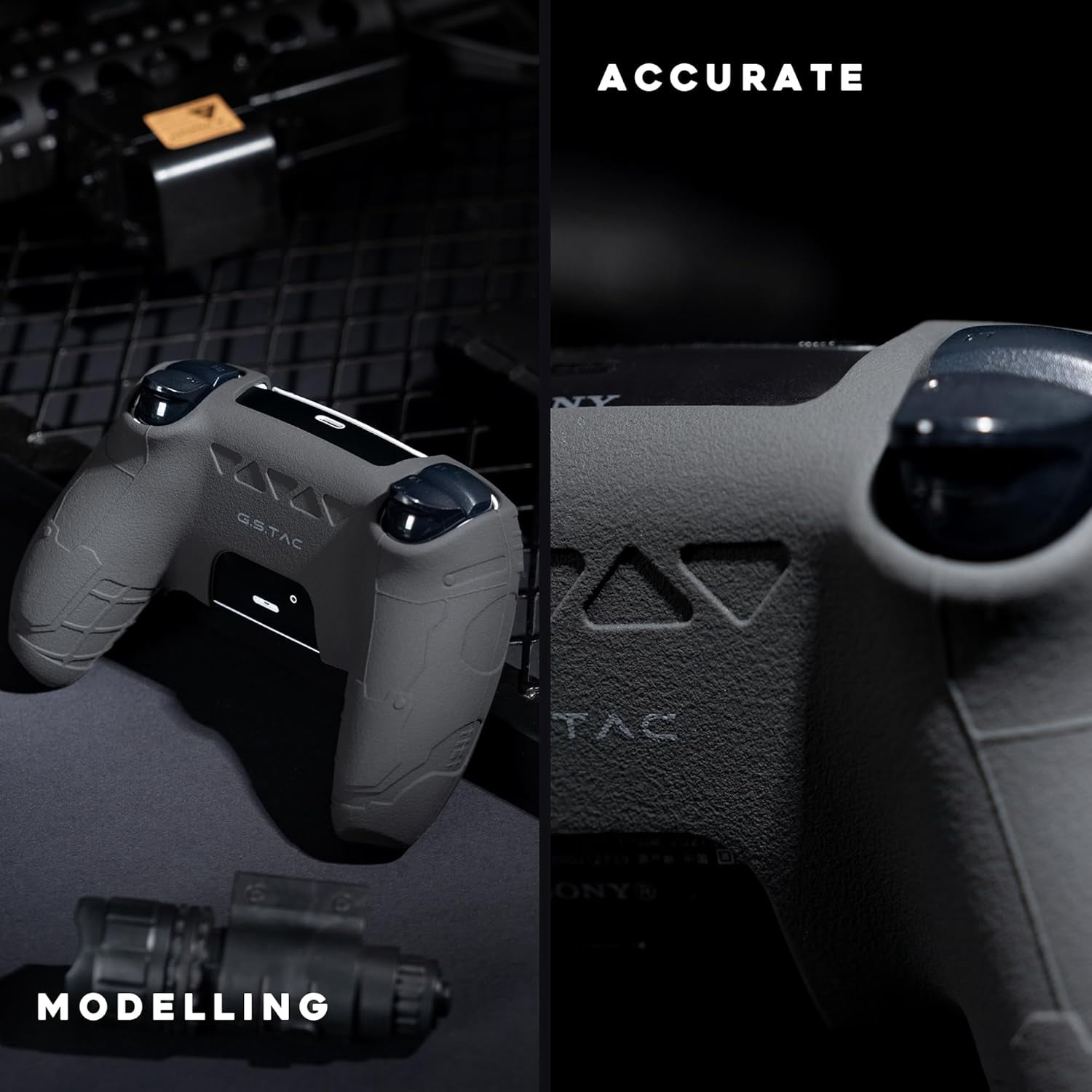 GeekShare PS5 Skin Silicone Protective Case + Thumb Grip + Sticker for PlayStation5 Controller Black