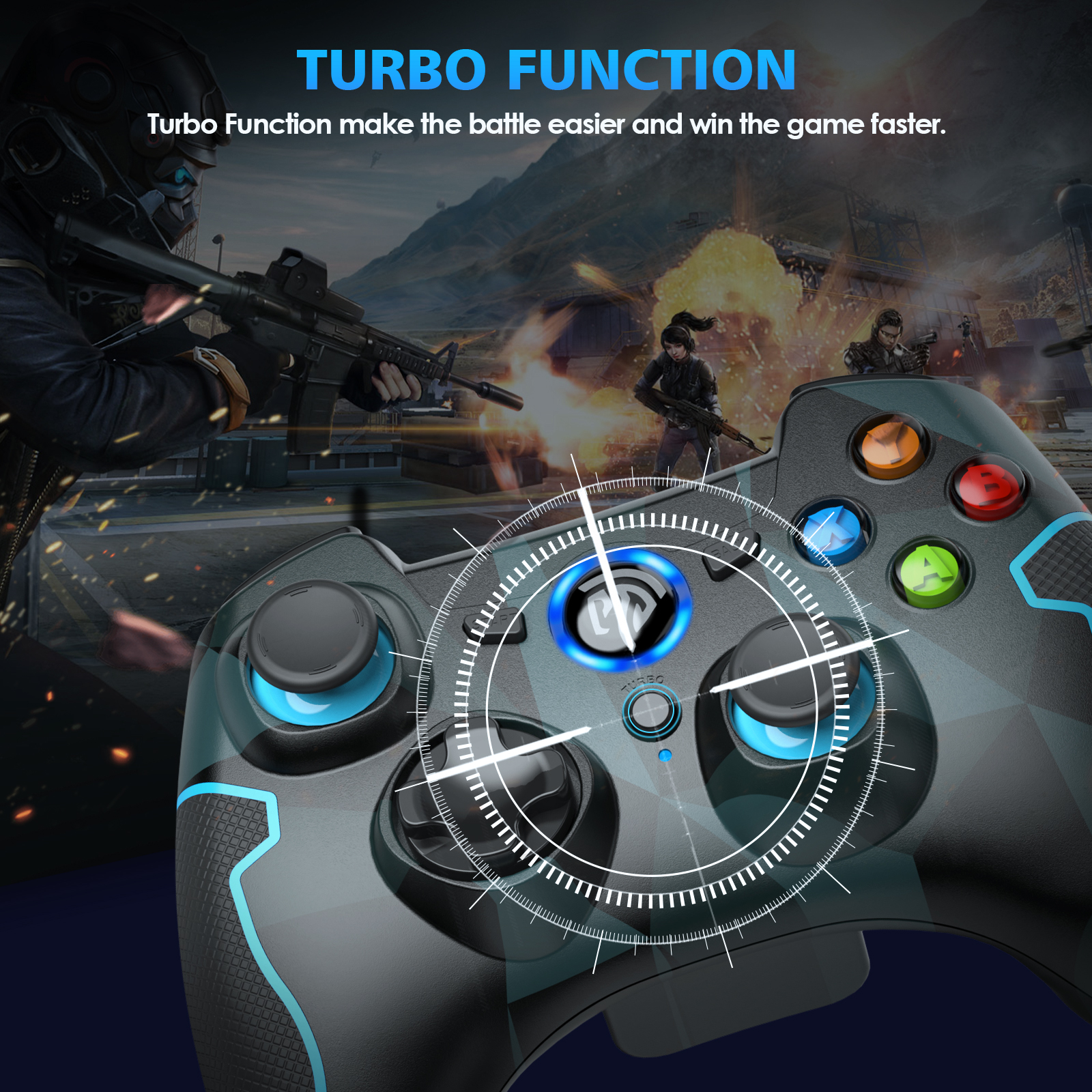 LISHIVE Wireless Gaming Controller for PC Windows XP 7 8 10/Laptop/Android/TV Box, 2.4GHz Gaming Computer Remote Controller with Dual Vibration Turbo, Green, PC Game Joysticks