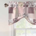thumbnail image 5 of Tie Up Valances for Windows, Boho Spring Floral Adjustable Valance Curtains Window Treatment for Living Room, Vintage Flowers Patchwork Plaid Pink Rod Pocket Kitchen Curtains & Drapes 42x18 Inch, 5 of 9