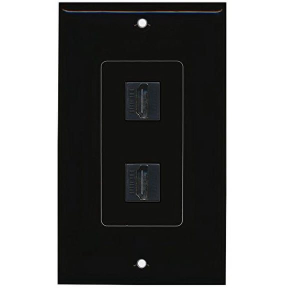 RiteAV (1 Gang Decorative 2 HDMI Black Wall Plate Black