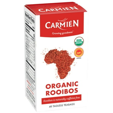 Carmien USDA Organic Rooibos Tea, Naturally Caffeine-Free and Sugar-Free, 40 Teabags, 3.53oz