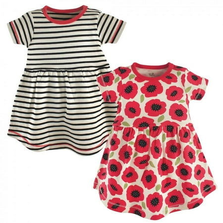 UPC: 0660168688399 | Touched by Nature Baby and Toddler Girl Organic Cotton Short-Sleeve Dresses 2pk  Poppy  6-9 Months