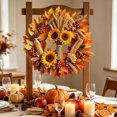 thumbnail image 6 of Fall Thanksgiving Wooden Wreath Sign Flat Printed Maple Pumpkin Harvest Wall Decor 11.8 Inch for Front Door Porch Window Mantel Indoor Outdoor, 6 of 6