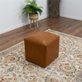 thumbnail image 2 of Chambery Mid-Century Modern Design Square Genuine Leather Ottoman in Espresso, 2 of 5