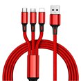 thumbnail image 2 of Cable de carga para teléfono móvil tres en uno de nailon tejido, con tres líneas de datos, carga rápida de 2 A, múltiples cabezales, logotipo, pequeños obsequios, 2 of 5