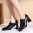 thumbnail image 4 of NECHOLOGY Botas Mujer Zapatos Botines de mujer Botines de mujer Simple Color sólido moda nuevo patrón punta cuadrada pequeños zapatos de cuero cómodo tacón grueso tacón cuadrado (Black, 7.5), 4 of 7
