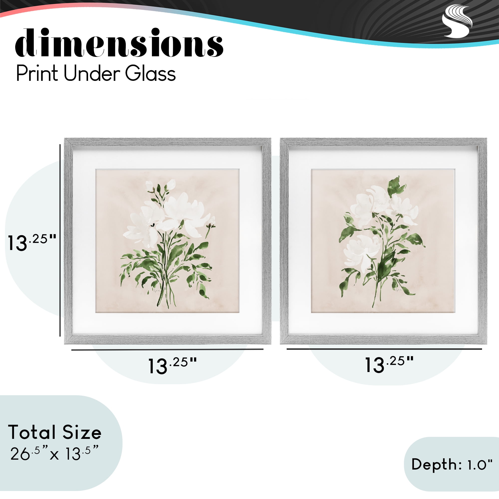 Stupell Industries White On Tan Botanicals 2 Piece Gray Framed Print Under Glass Set, design by Lucille Price