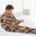thumbnail image 6 of Susaid fall Pumpkin Daisy Print Men's Long Sleeve Pajama Set, Two-Piece Button-Down Loungewear PJs Set, Comfortable Sleepwear for Relaxation-X-Large, 6 of 7
