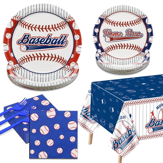 Suministros para Fiestas de Béisbol para Niños, Decoraciones con Platos y Servilletas, Mantel y Tene