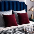 thumbnail image 3 of Fundas de almohada rojas: Paquete de 2 fundas de almohada decorativas cuadradas de terciopelo a rayas originales de pulgadas para sofá de granja, 3 of 5