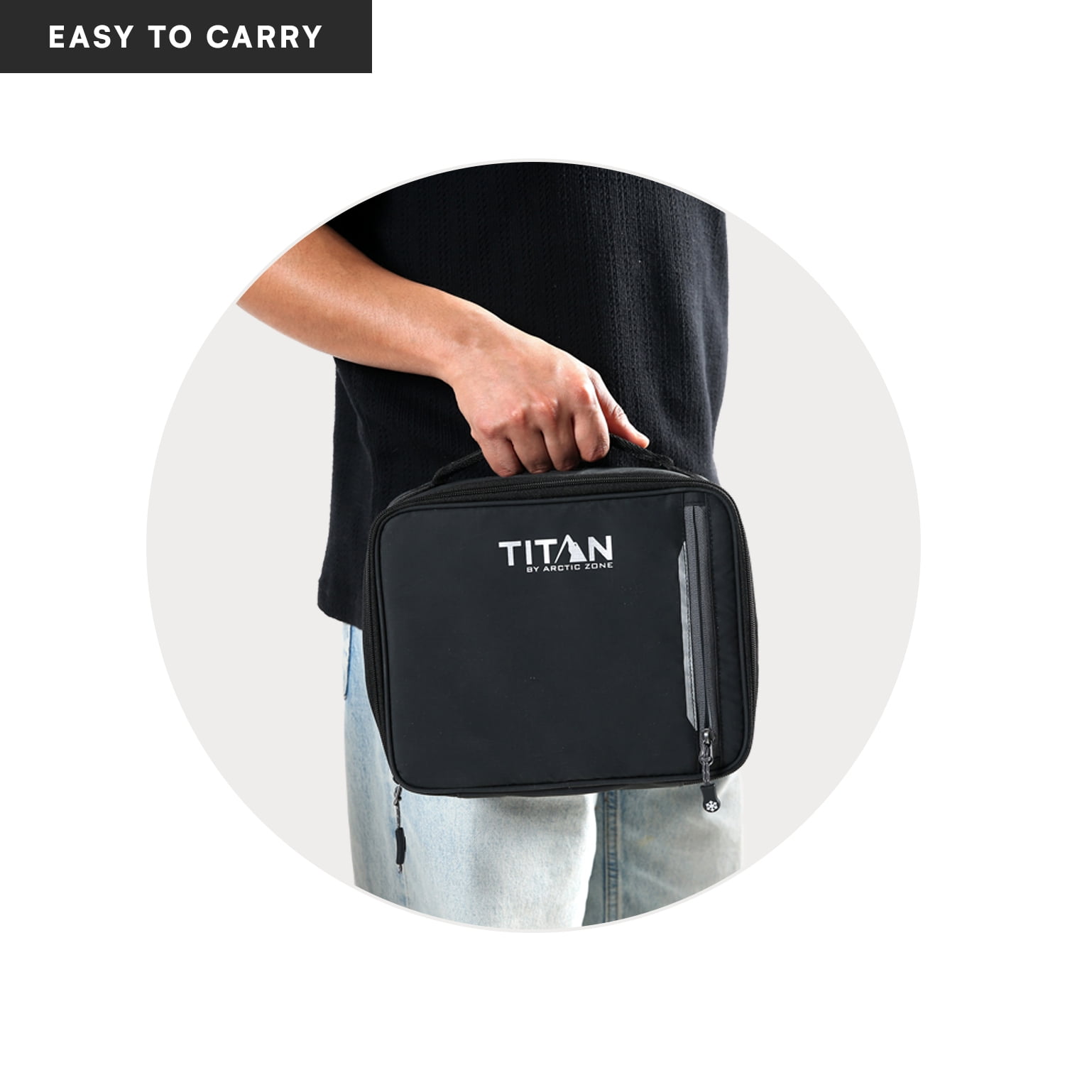 Titan by Arctic Zone Fridge Cold Horizontal Insulated Lunch Box with Reusable Ice Walls - Black Ice
