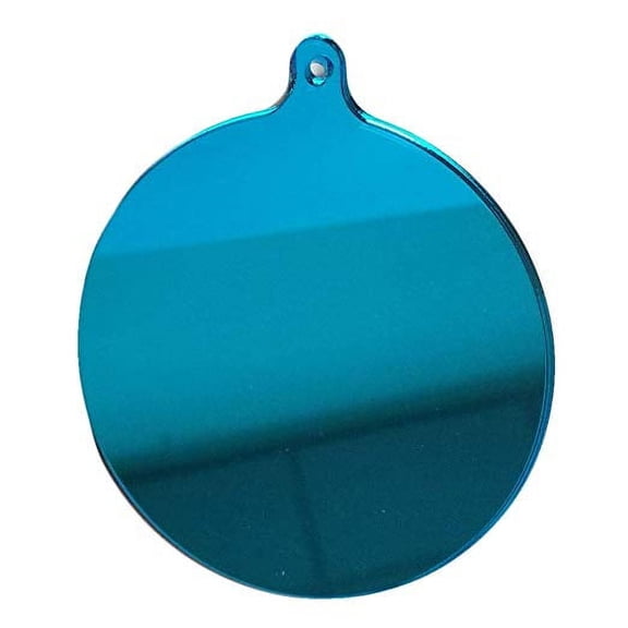 SIBE-R PLASTIC SUPPLY Acrylic Light Blue Colored Mirror Round Baubles Blank with Holes for DIY Kids Crafts Christmas Tree Ornaments Hanging [10 Pack] (Assorted Colors)
