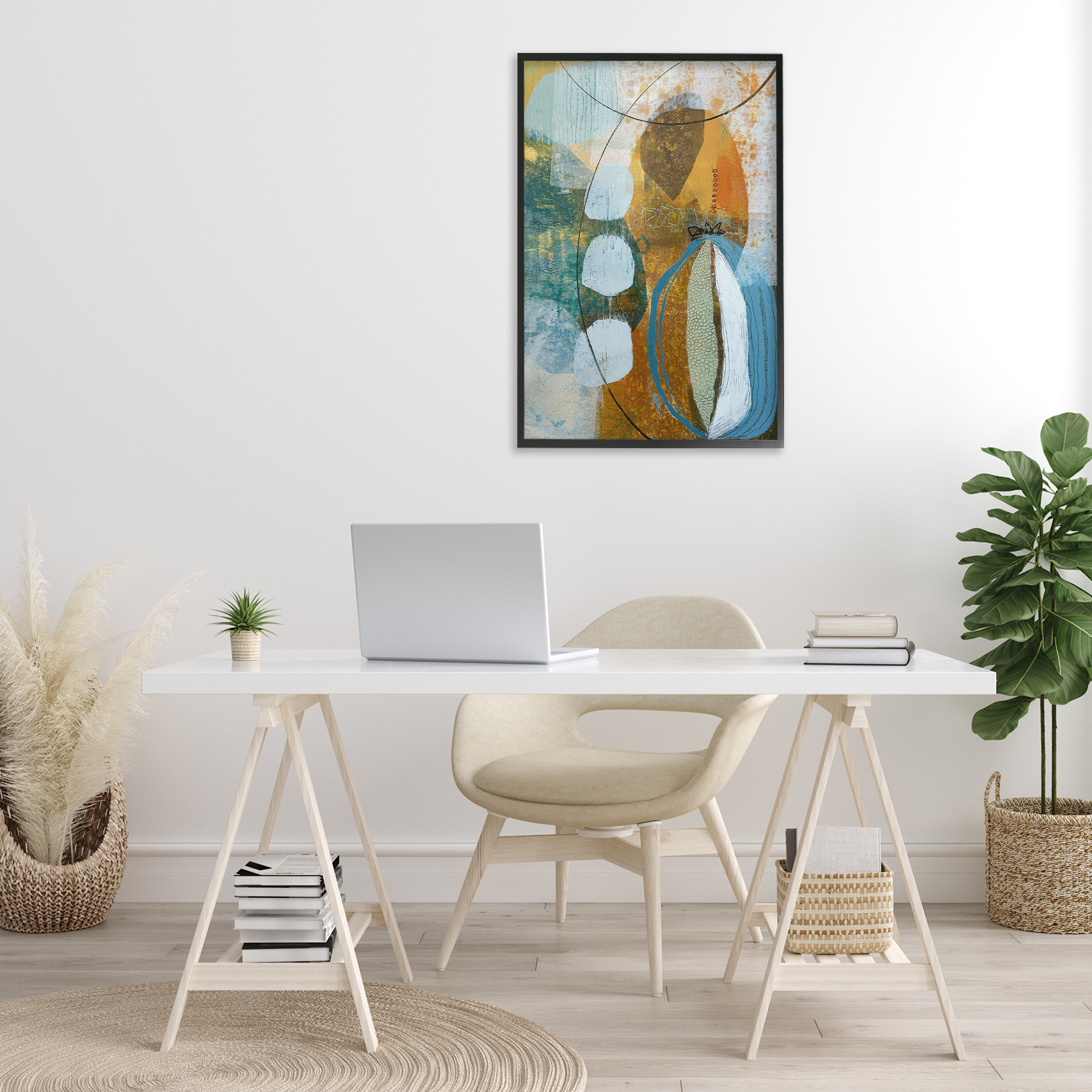 Stupell Industries Expressive Distressed Abstract Abstract Painting Black Framed Art Print Wall Art, 20 x 30